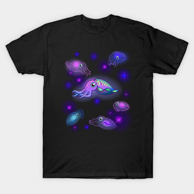 glowing purple cuttlefish under deepsea T-Shirt by tomodaging